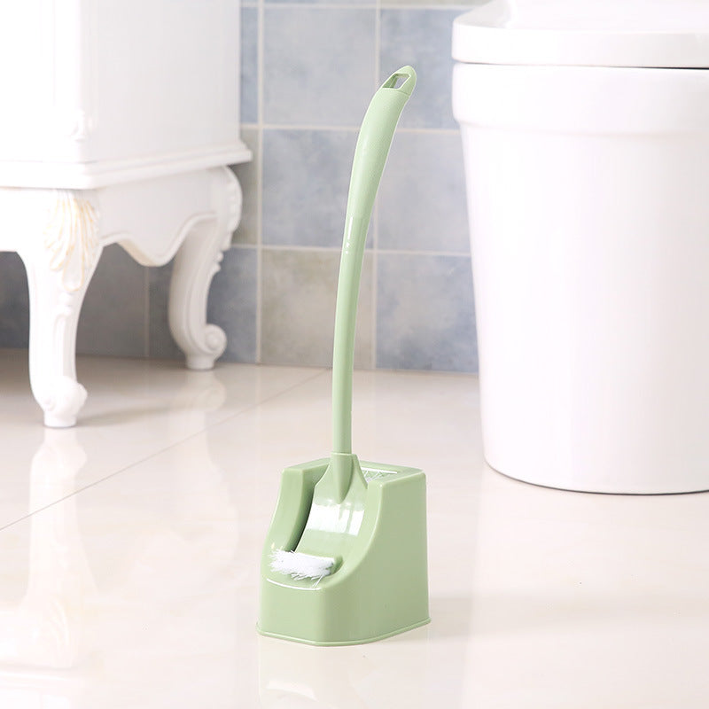 Bent Handle Toilet Brush with Base for Bathroom Cleaning