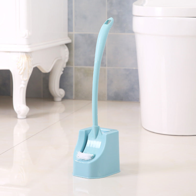 Bent Handle Toilet Brush with Base for Bathroom Cleaning