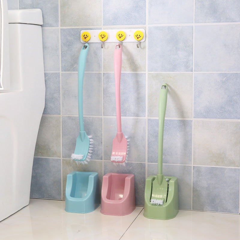 Bent Handle Toilet Brush with Base for Bathroom Cleaning