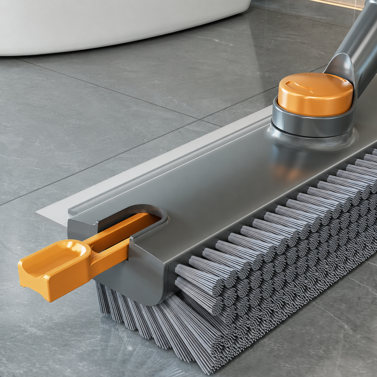 Double-Sided V-Shaped Floor Gap Brush with Squeegee & Extendable Handle