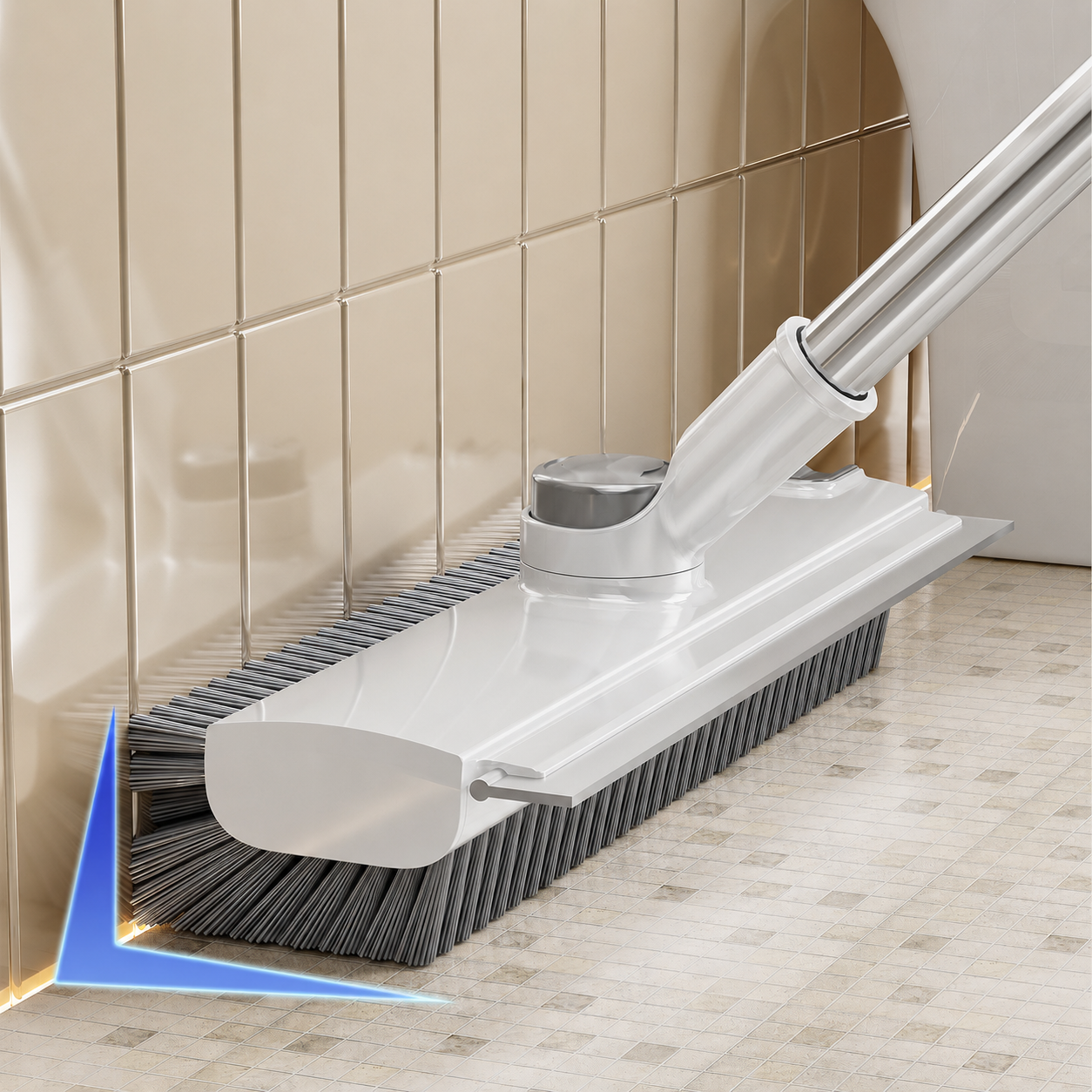 Double-Sided V-Shaped Floor Gap Brush with Squeegee & Extendable Handle