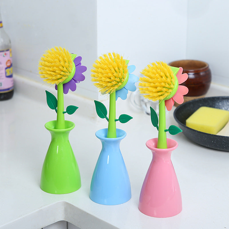 Long Handle Dish Scrub Brush for Pots, Pans & Kitchen Cleaning